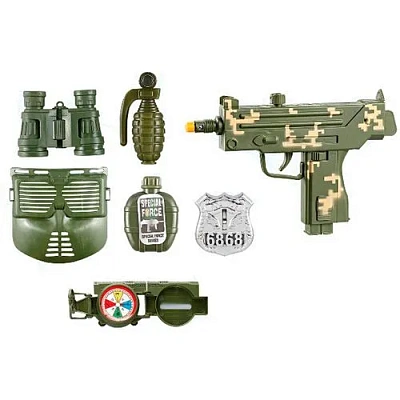 Игровой набор "Снаряжение разведчика" (пистолет 18,5 см, маска, граната, значок, фляга)