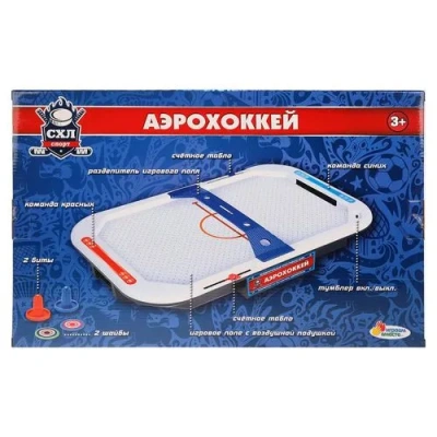 НАСТОЛЬНАЯ ИГРА «ИГРАЕМ ВМЕСТЕ» АЭРОХОККЕЙ НА БАТ.  В РУСС. КОР. 50х9х33СМ