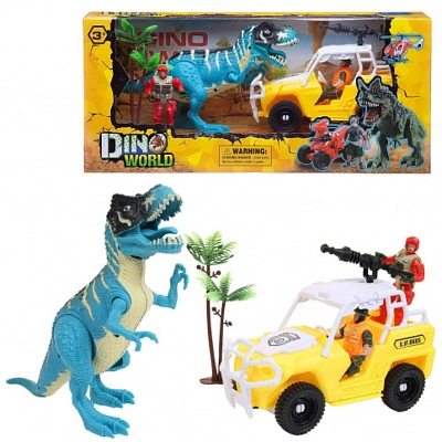 Набор игровой "Мир динозавров" (большой динозавр, джип-сафари, фигурка человека, )