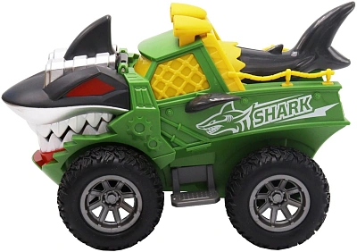 Инерционная машинка Funky Toys, Акула Транспортный грузовик зеленый с подвижными элементами