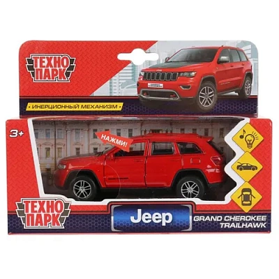 Машина металл свет-звук "jeep grand cherokee" 12см, инерц., красный в кор. Технопарк