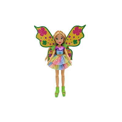 Шарнирная кукла Winx Club "Bling the Wings" Флора с крыльями и глиттером, 24 см.