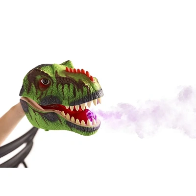 Тираннозавр (Тирекс) серии "Мир динозавров" - Игрушка на руку, парогенератор, зеленый 
