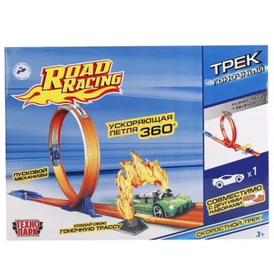 ТЕХНОПАРК Трек мини с ускоряющей петлей с металл машинкой