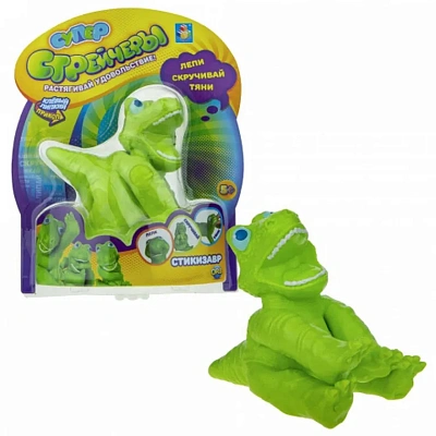1TOY Супер Стрейчеры Стикизавр, тянущаяся игрушка, блистер, 16 см, зеленый (извините, гиперссылка на