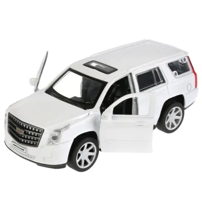 Машина металл «CADILLAC ESCALADE» 12см, открыв. двери, инерц., белый в кор. Технопарк