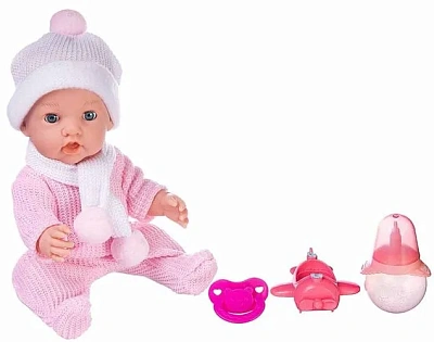 Пупс "Baby Ardana", 30см, в розовом комбинезончике, шапочке и шарфике, с аксессуарами, в коробке