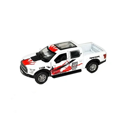 Машина металл FORD F150 RAPTOR СПОРТ 12 см, двери, багаж, инерц, белый, 