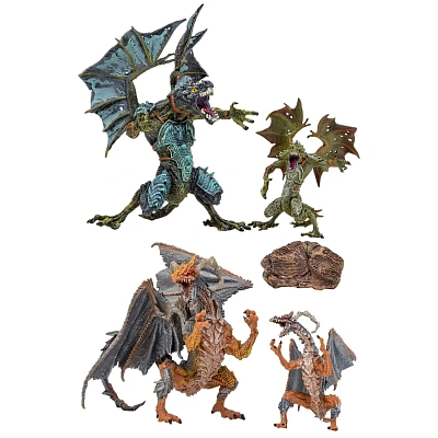 Драконы и динозавры для детей серии "Мир драконов" (4 дракона игрушки)