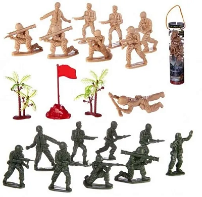 Набор игровой военный "Солдатики с аксессуарами", пластмассовые, в тубе, 28шт