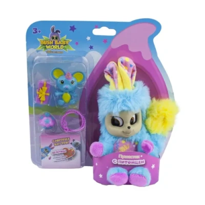 Bush baby world, плюш, 17 см, шевелит ушками, вращает глазками, пушастик Баббл с питомцем , аксессуа