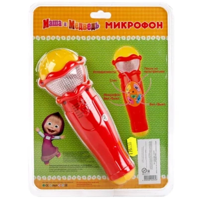 МИКРОФОН «ИГРАЕМ ВМЕСТЕ» «МАША И МЕДВЕДЬ» НА БАТ. СВЕТ+ЗВУК В ПЛАСТ. 