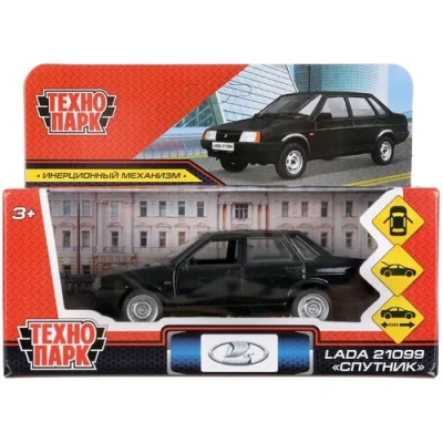 Машина металл LADA-21099 «СПУТНИК» 12 см, двери, багаж, инерц, черный, кор