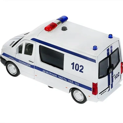 Машина "mercedes-benz sprinter полиция" 14см, открыв. двери, инерц. в кор Технопарк