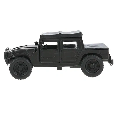 Машина металл Hummer H1 пикап черный 12см, открыв. двери, инерц. в кор. Технопарк