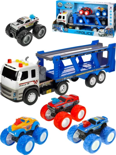 Автовоз инерционный 46 см,(машинки 4 шт.),свет,звук,бат.3*LR44 в к-те, микс,в коробке