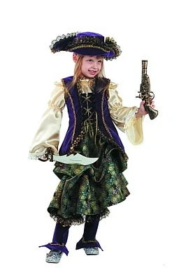 Карнавальный костюм "КАПИТАНША" (жилет, блуза, юбка, сапоги, треуголка, сабля, мушкет) (К-премьер) р