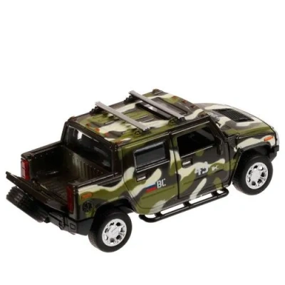 Машина металл HUMMER H2 PICKUP КАМУФЛЯЖ 12 см, двери, багаж, инерц, кор.