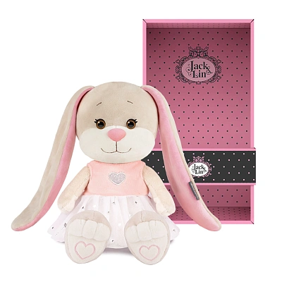 Мягкие Игрушки Мягкая Игрушка Jack&Lin, Зайка Лин в Платье с Сердечком, 20 см, 