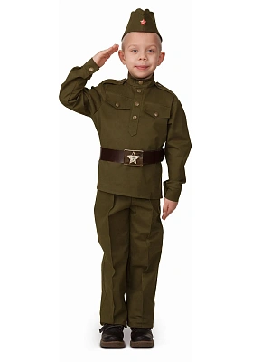 Карнавальный костюм "Солдат" (сорочка, брюки,головной убор), р.140-68
