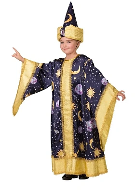 Карнавальный костюм для мальчика "Звездочёт" (Сорочка, головной убор) р.116-60