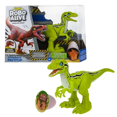 ZURU Игровой набор  Робо-Раптор RoboAlive(Зеленый), 2 х1,5vAA бат (в комп не входят) , слайм в набор
