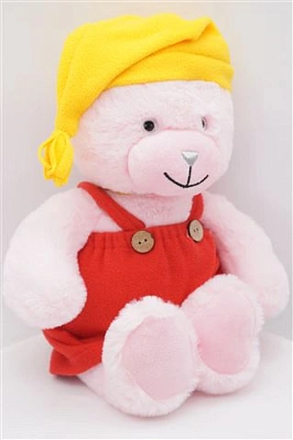 Мягкая игрушка в большой подарочной коробке Медведица Оливия, средняя в красном комбинезоне