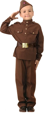 Карнавальный костюм для мальчика " Солдат" (сорочка, брюки, головной убор) р.128-64