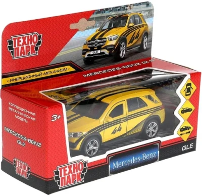 Машина металл MERCEDES-BENZ GLE 2018 СПОРТ 12 см, двер, багаж, желтый, кор. Технопарк