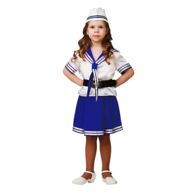 Карнавальный костюм «Морячка» (матросска, юбка, пилотка,ремень) р.26