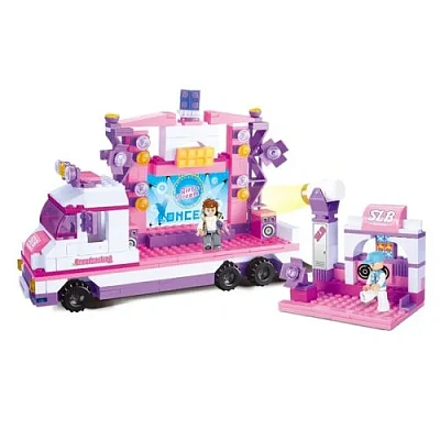 Конструктор пластмассовый Sluban "Розовая мечта: Гастрольный тур" (дискотека на колёсах, автомобиль,
