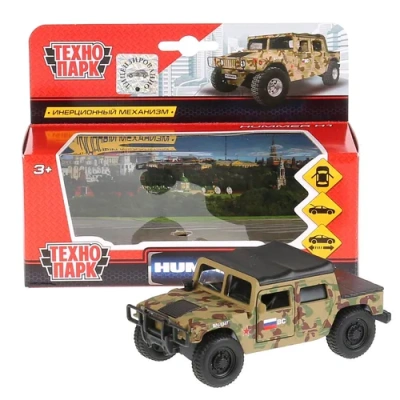 Машина металл Hummer H1 пикап военный 12см, открыв. двери, инерц. в кор. Технопарк