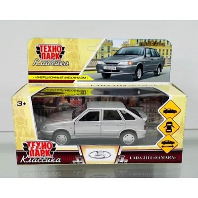 Машина металл LADA-2114 "SAMARA" 12 см, двери, багаж, инерц, серебрист, кор.