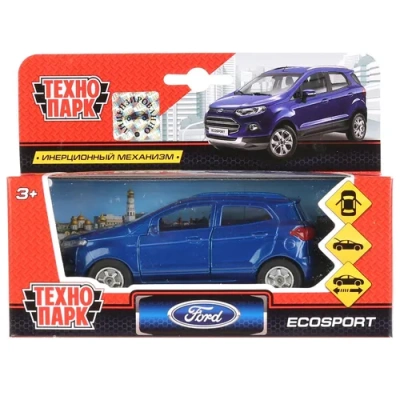 Машина металл FORD Ecosport синий 12см, открыв. двери, инерц. в кор. Технопарк