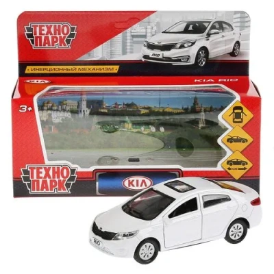Машина металл «KIA RIO» 12см, открыв. двери, инерц, белый в кор. Технопарк