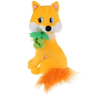 Игрушка мягкая ДРУЖИНИНА СТИХИ лисичка с виноградом, 22см, муз. чип, в пак. Мульти-пульти