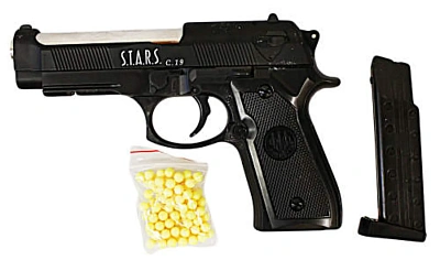 Пистолет металл.,съемный магазин, с пульками