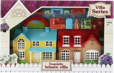 Дом кукольный, с мебелью и человечками, складной