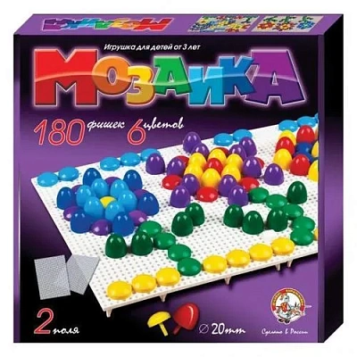 Мозаика d20 /6 цветов/ 180 шт/ два поля/ 280х280х40