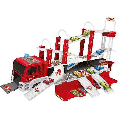 Игровой набор Handers "Трейлер-мегапарковка: пожарная машина" (42 см,)