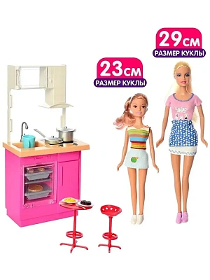 Игровой набор с куклами DEFA Lucy "Обед на кухне" (2 шт., 29 и 23 см, аксесс.)