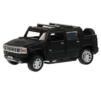 Машина металл HUMMER H2 PICKUP МАТОВЫЙ 12 см, двери, багажн, черный,