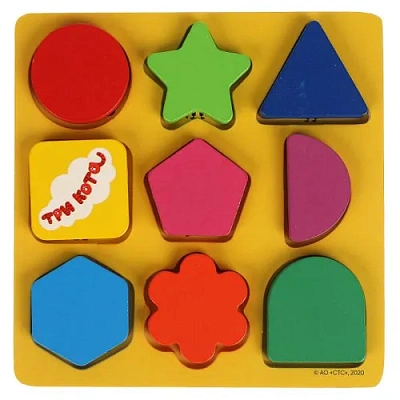 Игрушка деревянная Три Кота вкладыш геометрия 12,5*12,5 Буратино