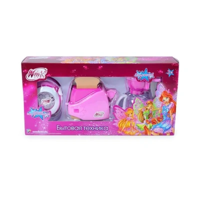 Игровой набор бытовой техники Winx (функц., кофеварка с водой 13 см, тостер, мультиварка, свет, звук