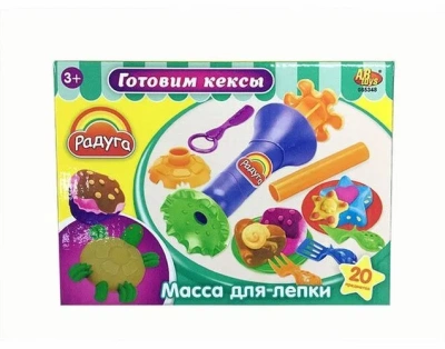 Масса для лепки. Набор «Готовим кексы», 4 стика массы разных цветов с тематическими аксессуарами, 20