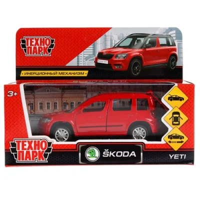 Машина металл «SKODA YETI», длина 12см, открыв. двери, инерц, красный, в кор. Технопарк