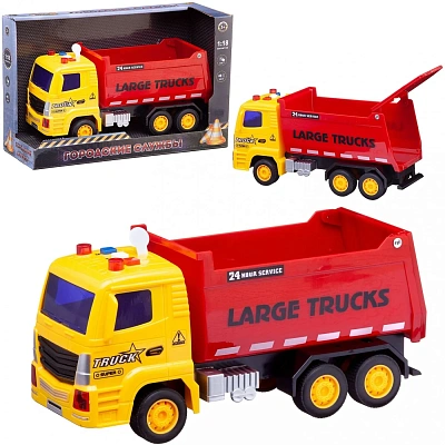 Спецтехника Машинка 1:18 "Самосвал", пластмассовая инерционная желтый/красный