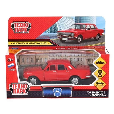 Машина металл "газ-2401 волга" 12см, открыв. двери, инерц., красный в кор. Технопарк