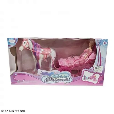 Карета для кукол с лошадью и куклой 