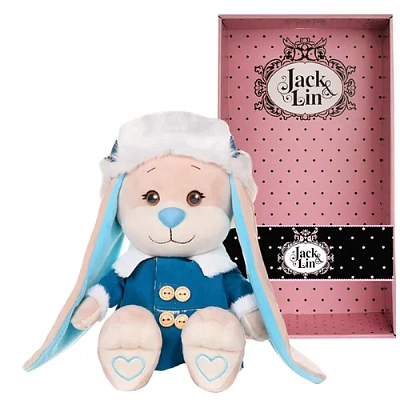 Зайчик Jack&Lin в Синей Дубленке и Шапке-Ушанке, 25 см, в Коробке